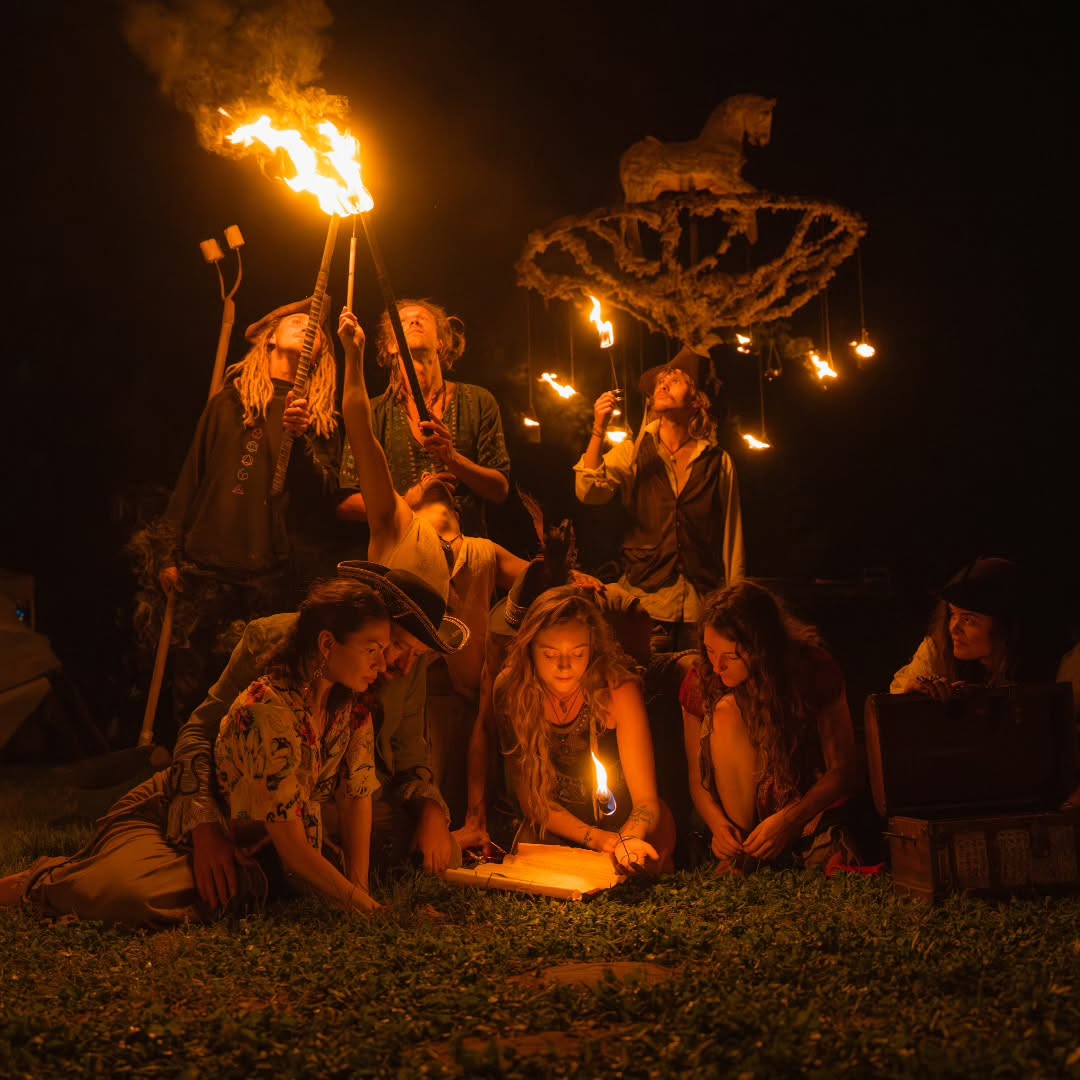 Night fire gathering at Shamballa